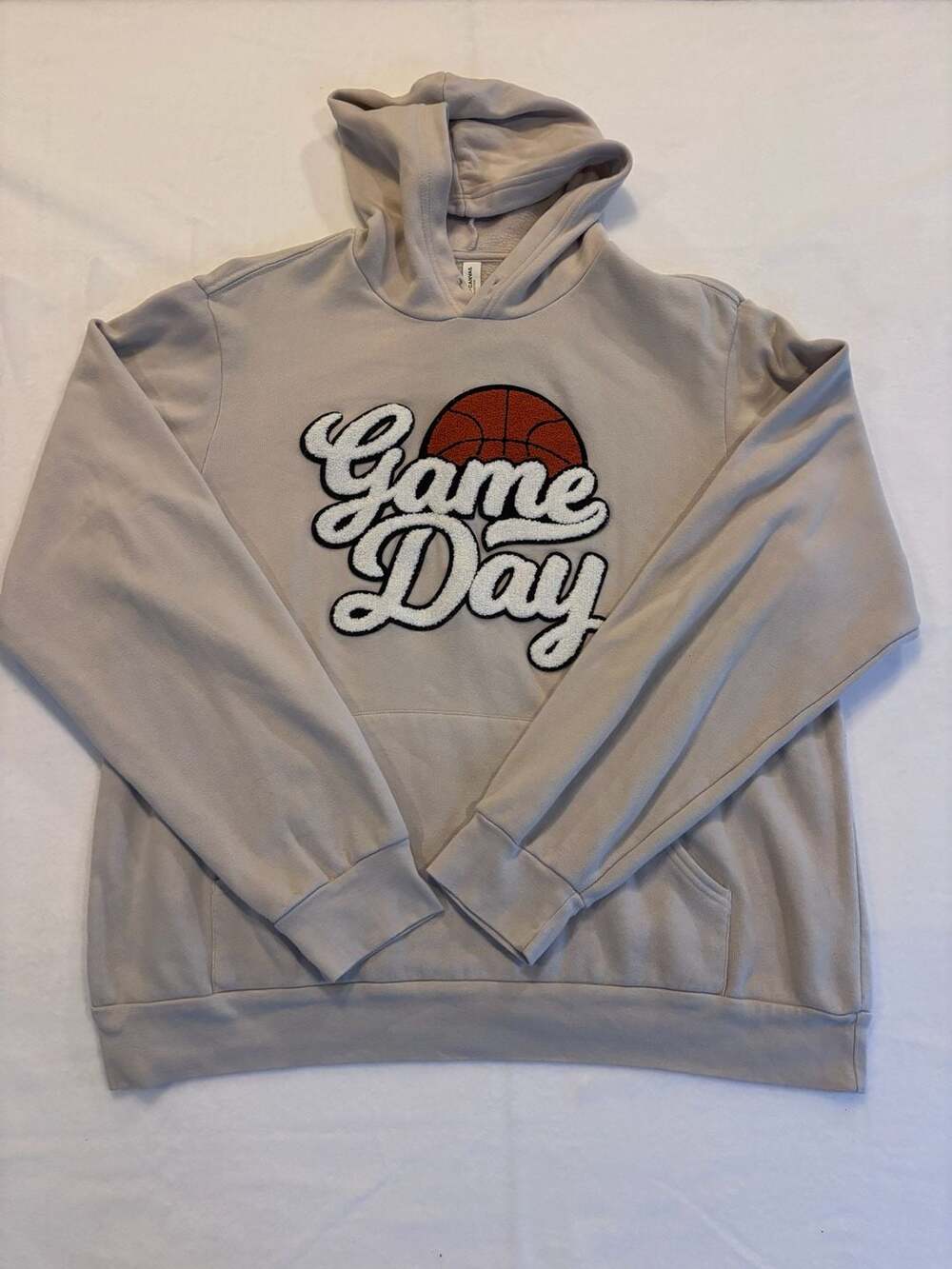 BELLA+CANVAS Game Day Basketball Chenille Patch Fleece Hoodie XL